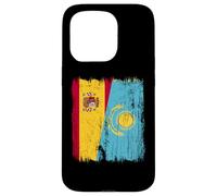 España Kazajstán Media Bandera Española Kazajo Jersey Carcasa para iPhone 15 Pro