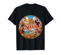 España Madrid Europa, UE, Península Ibérica Camiseta gráfica económica, Hombre, Negro, XL