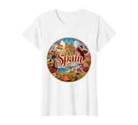 España Madrid Europa, UE, Península Ibérica Camiseta gráfica económica, Mujer, Blanco, XL
