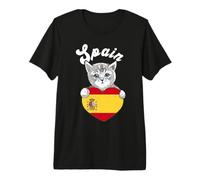 España Orgullo Gato Corazón Gatito España Bandera España Raíces Orgullo Camiseta Premium