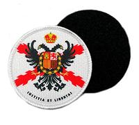 España Parche Circular Imperial Bandera Cruz de Borgoña con Águila - Parches Ropa - Parches Militares - Tercios Españoles - Imperio Español - 80 x 80 mm