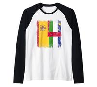España República Centroafricana Media Bandera Española Car Roots Camiseta Manga Raglan