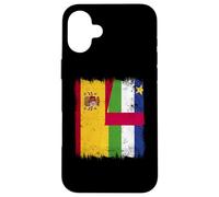 España República Centroafricana Media Bandera Española Car Roots Carcasa para iPhone 16 Plus