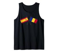 España Rumania Banderas Cruzadas Español Rumano Amistad Camiseta sin Mangas