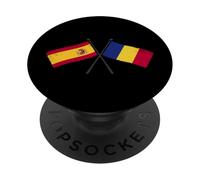 España Rumania Banderas Cruzadas Español Rumano Amistad PopSockets PopGrip Adhesivo