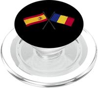 España Rumania Banderas Cruzadas Español Rumano Amistad PopSockets PopGrip para MagSafe