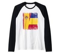 España Rumania Media Bandera Patrimonio Rumano Español Camiseta Manga Raglan