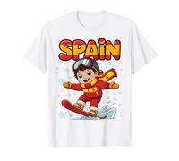 España Snowboard Kid Francia España para Niños Niños Camiseta