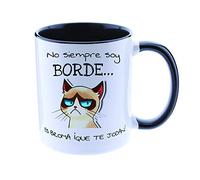 España Taza Graciosa - No Siempre Soy Borde, es Broma - Tazas Originales - Taza Gato - Tazas con Frases de Humor sarcástico - 350 ml