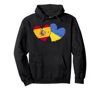 España Ucrania Corazón Banderas Español Ucraniano Doble Bandera Sudadera con Capucha