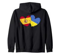 España Ucrania Corazón Banderas Español Ucraniano Doble Bandera Sudadera con Capucha