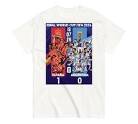 España vs Argentina. Camiseta de algodón 100%. Unisex. España campeona. Partido Final. Campeonato Mundial de fútbol 2026. Importante Ver Tabla de Tallas. Sin Costuras Laterales. CAM1150. s. Blanca