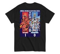 España vs Argentina. Camiseta de algodón 100%. Unisex. España campeona. Partido final. Campeonato mundial de fútbol 2026. IMPORTANTE ver tabla de tallas. Sin costuras laterales. CAM1150. xl. negra