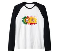 España y Portugal Juntos, Mitad Español, Mitad Portugués Camiseta Manga Raglan