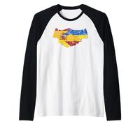 España y Ucrania Amistad Handshake Banderas Vintage Camiseta Manga Raglan