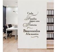 ESPAÑOL Cada familia tiene una historia BIENVENIDOS a la nuestra Calcomanía de vinilo para pared - Opciones de tamaño grande Citas de pared33X57CM
