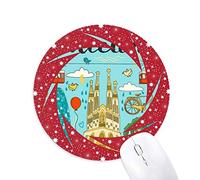 Español de Barcelona Sagrada Familia Wheel Mouse Pad de Goma roja Redonda
