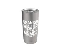 Español Mayor De Día Memes Noche Diversión Estudiante Hispana Latina Vaso térmico de acero inoxidable de doble pared