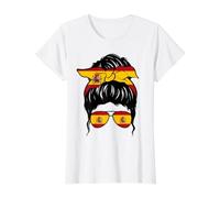 Española Chica España Bandera Española Orgullosa Mujer Camiseta gráfica económica, Mujer, Blanco, L
