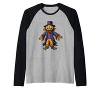 Espantapájaros, Cabeza de Calabaza, Disfraz de Halloween, espantap Camiseta Manga Raglan
