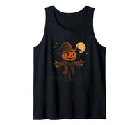 Espantapájaros de Calabaza bajo la Luna Halloween Camiseta sin Mangas