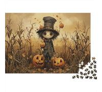 Espantapájaros de Halloween Rompecabezas Clásico 1000 Piezas Cartón Reciclado Campo de maíz seco Relajación Mental, Tiempo Libre, Regalo De Cumpleaños para Amantes De Puzzles 70x50cm/1000pcs