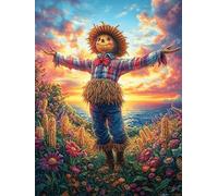 Espantapájaros en Campo de Flores Puzzle 300 Piezas Estera Portátil 3D Ciencia ficción sueño mágico Rompecabezas Familiar para Hombres Y Mujeres Aliviar Estrés Decoración Hogar 300 PCS