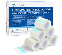 Esparadrapo Médico Microporoso, 6 Rollos 5cm x 9m, Cinta Adhesiva Quirúrgica Transpirable e Hipoalergénica para Fijación de Apósitos Transparente, Vendajes y Botiquín de Primeros Auxilios