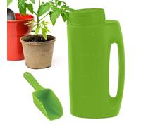 Esparcidor de sal - Dispersor de difusión, esparcidor de grano ajustable | 2 l (1,5 kg) de capacidad para césped y jardín, botella de fertilizante portátil con transmisor de cuchara para fertilizantes