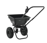 Esparcidor de sal, esparcidor de jardín resistente, capacidad de 25 litros, tasa de propagación ajustable para semillas, fertilizantes y cuidado del césped