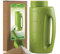 Esparcidor para derretir hielo, esparcidor de fertilizante de 2 litros con 7 modos de apertura ajustables, sal para nieve con pala, mano para descongelar, derretir hielo, alimento para la tierra