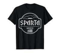 Esparta Grecia Ciudad Viaje Montaña Emblema Camiseta gráfica económica, Hombre, Negro, L