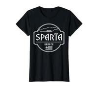 Esparta Grecia Ciudad Viaje Montaña Emblema Camiseta gráfica económica, Mujer, Negro, XS