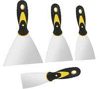 Espatula,4 PCS Espátulas de Acero Inoxidable con Mango de Agarre Suave Separador de Papel Tapiz Cuchilla de Metal Raspador Masilla Cuchillo para Esparcir Parchar Calcomanías