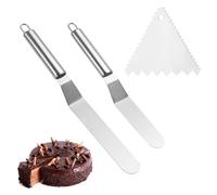Espátula de Cocina de 3 Piezas 2 EspáTulas de Acero Inoxidable con 1 Raspadores juego de decoración de pasteles para glaseado de magdalenas y más