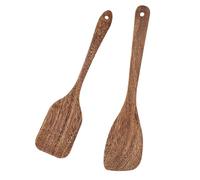 Espátula de Madera de para Cocinar,2 Piezas Utensilios de Cocina Madera Wok de 30 cm,32cm Espatula Cocina Juego Utensilios de Cocina para Ollas y Sartenes Resistentes Al Calor, Antibacterianas