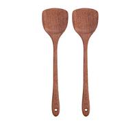 Espátula de madera mango largo Utensil de cocina plana para mezclar cocción para cocinar horneado sin palo utensilios de cocina seguros duradero 2 paquete (Longitud de la pala plana 38.5 cm)