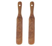 Espátula de madera sostenible diseño curvo revolviendo eficientemente resistente a los arañazos herramienta esencial para hornear mango curvo herramienta de cocina