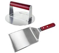Espátula de metal grande de acero inoxidable, prensa de hamburguesas de 6.3 pulgadas, espátula extra ancha para panqueques de 6 x 5 pulgadas, herramienta para aplastar hamburguesas para cocina