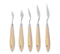 Espátula de paleta de pintura acrílica: 5 piezas con mango de madera multiforma, paleta de arte de acero inoxidable para textura de lienzo al óleo, verter arte de colores mixtos, kit profesional para