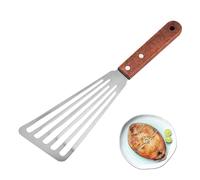 Espátula de pescado - Espátulas ranuradas Volteador de aletas de pescado - Pala para bistec con mango de madera, antiadherente, para freír, asar a la parrilla, voltear pescado, carne, albóndigas