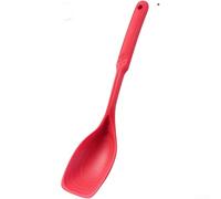 Espátula de silicona 2 en 1 resistente al calor para cocinar y servir, material con mango ergonómico y agujero para colgar, utensilio de cocina multifuncional fácil de limpiar (rojo)