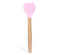 Espátula de silicona con forma de corazón para repostería con mango de madera, cucharas de galletas, accesorios de cocina, utensilios para hornear, cuchara agitadora de corazón