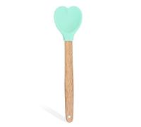 Espátula de silicona con forma de corazón para repostería con mango de madera, cucharas de galletas, accesorios de cocina, utensilios para hornear, cuchara agitadora de corazón