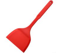 Espátula de silicona de mango largo para no sartenes resistente al calor para volteador con borde suave para voltear huevos, filetes y panqueques, color rojo