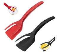 Espátula para Huevos 2 en 1,2 PCS Espátula de Cocina Espátula Antiadherentes Espátula de Nylon Resistente al Calor para Huevos Fritos Tortitas Carne y Pescado Herramienta de Cocina Multifuncional