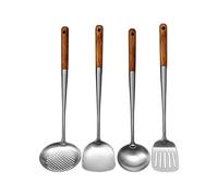 Espátula para wok de acero inoxidable con mango largo, cuchara ranurada para cocina, cuchara para arroz, cucharón, juego de utensilios de cocina