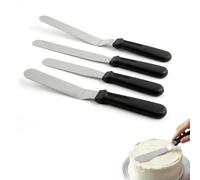 Espátula pastelera, acodada de acero inoxidable 8"/10", para glaseado, panqueques, pasteles, magdalenas y pasta de azúcar, herramienta profesional para decoración lisa y sin arañazos (4 set, negro)