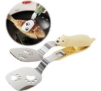 Espátula plegable de acero para camping, barbacoa, picnic, mini panqueques, pan, espátula doble para carne, pescado, volteador plano