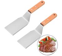 Espátula rectangular de acero inoxidable, con mango resistente al calor, espátula para levantar y girar hamburguesas, pizza, filetes, barbacoas, huevos, 2 unidades